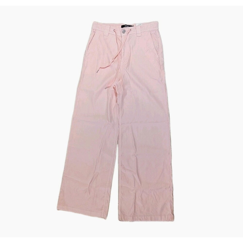 Hudson Linen Blend Pink High Waist Wide Leg Draw String Pants Women's 28" x 32"